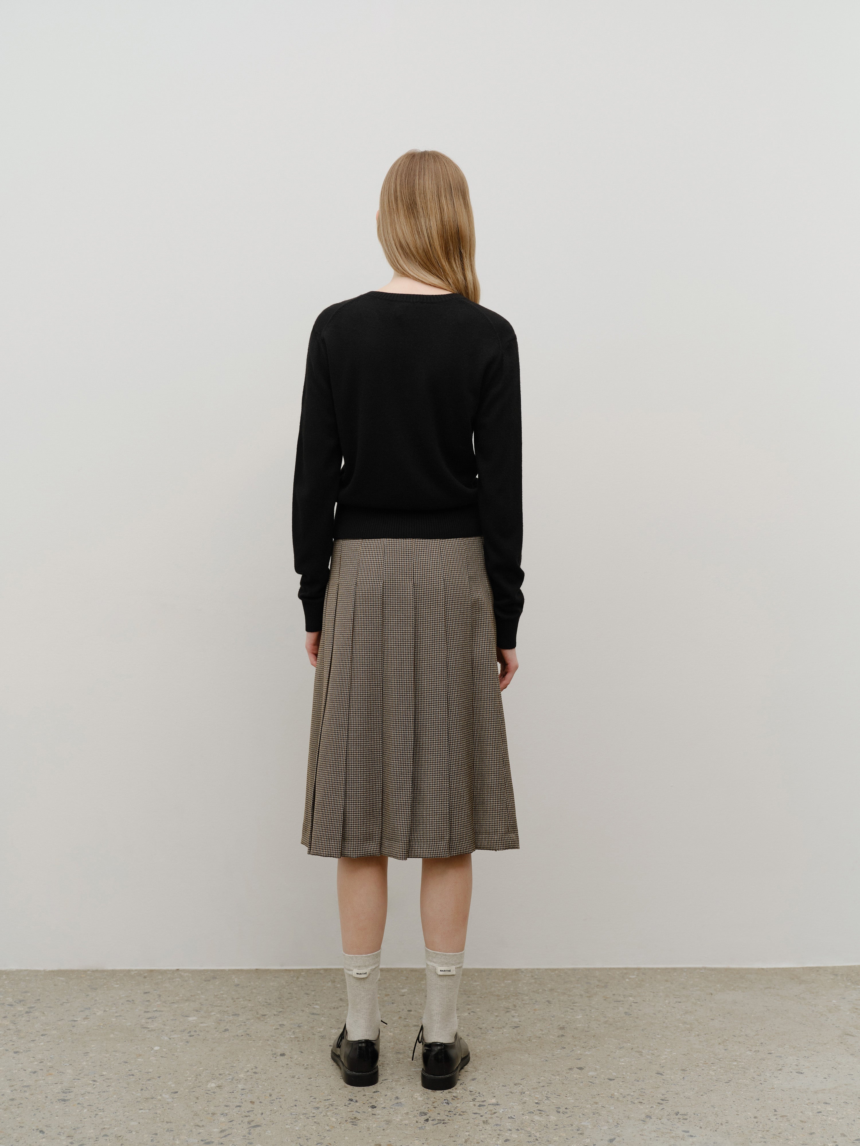 W BELTS PLEATED MIDI SKIRT