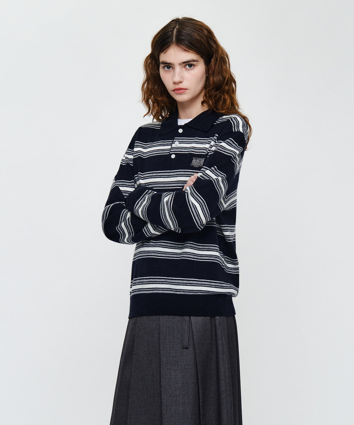 SMALL CLASSIC LOGO MULTI STRIPE POLO KNIT
