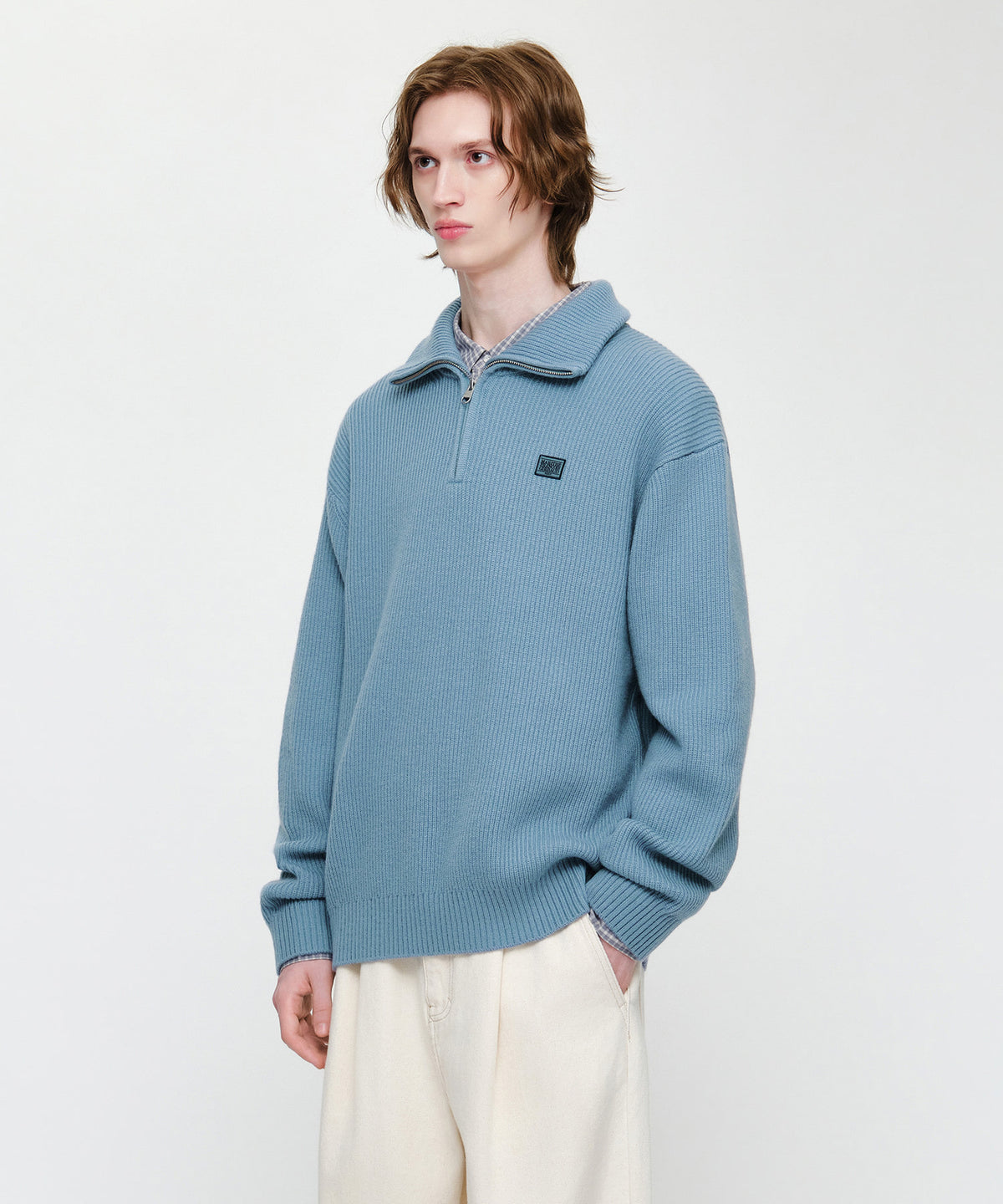SMALL CLASSIC LOGO OVERSIZED HALF ZIP-UP KNIT