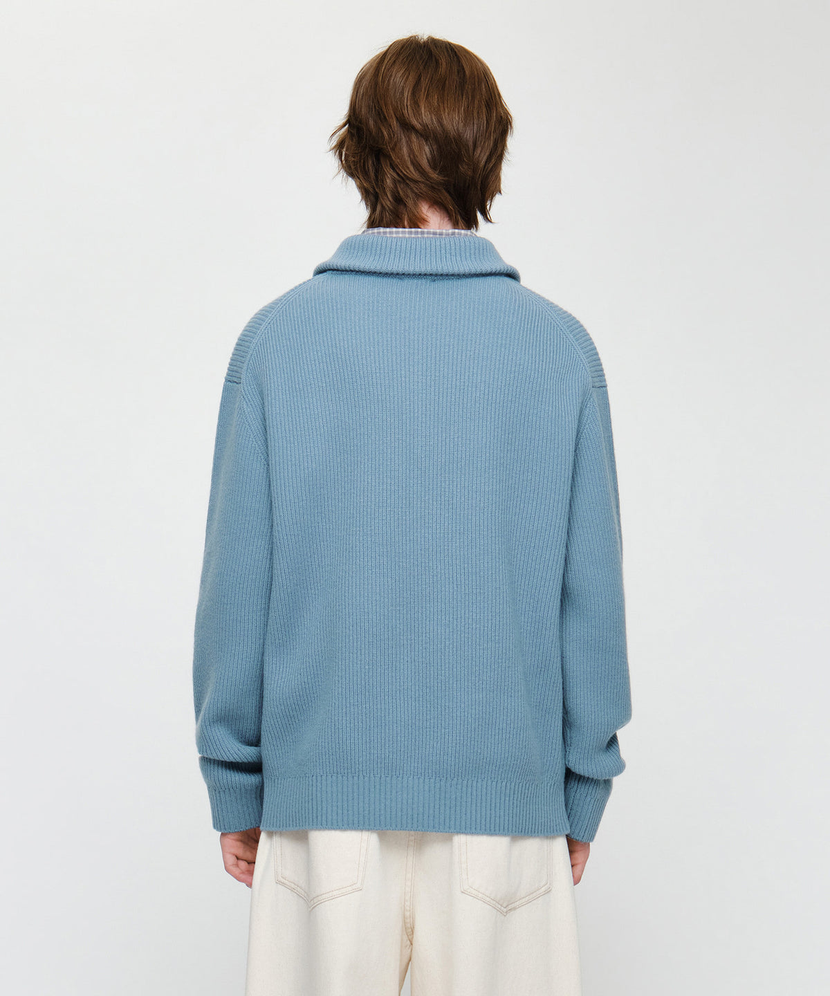 SMALL CLASSIC LOGO OVERSIZED HALF ZIP-UP KNIT