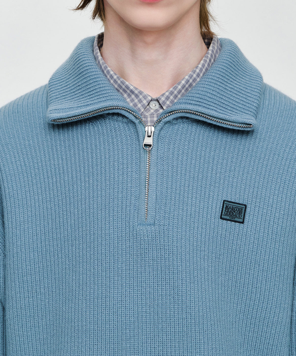 SMALL CLASSIC LOGO OVERSIZED HALF ZIP-UP KNIT