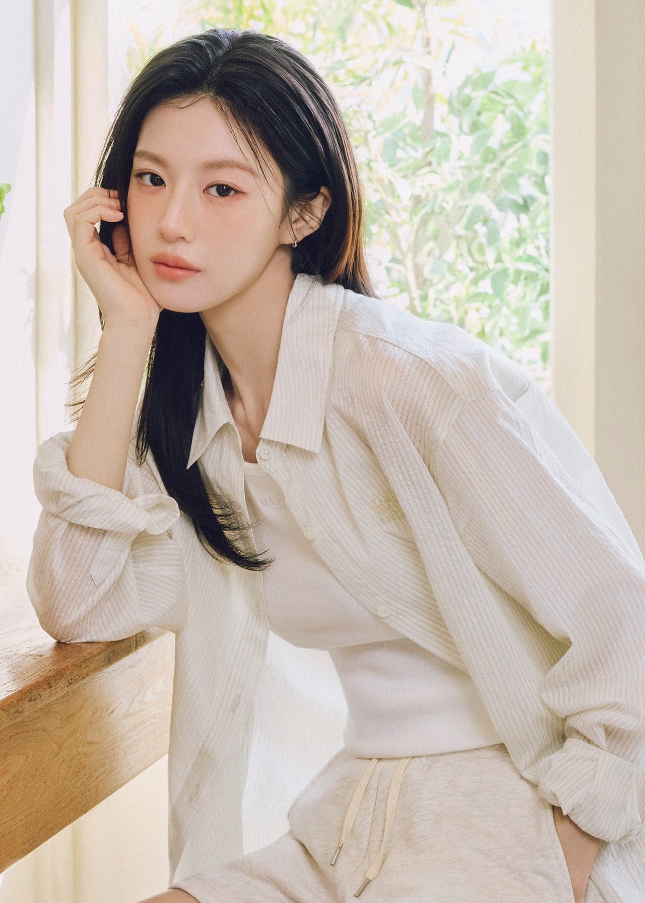 W PATTERN SHEER SHIRT
