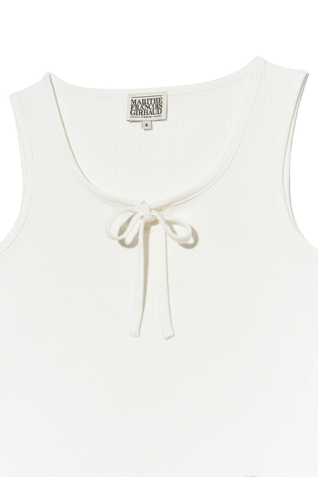 W CUT-OUT RIBBON CROP SLEEVELESS TEE