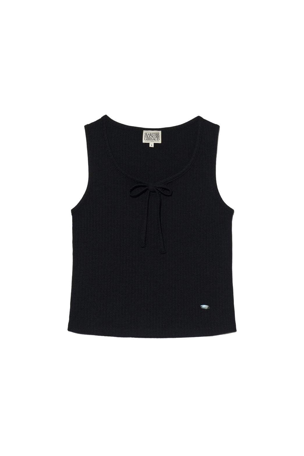 W CUT-OUT RIBBON CROP SLEEVELESS TEE