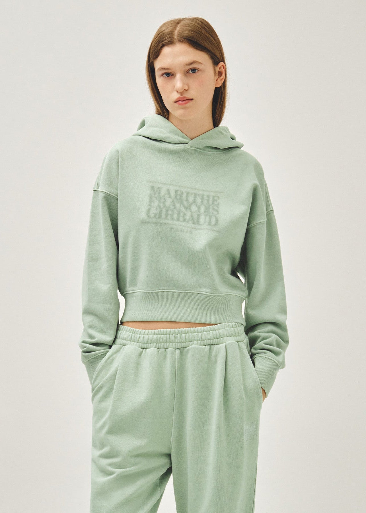 W SHADOW CLASSIC LOGO DYEING CROP HOODIE