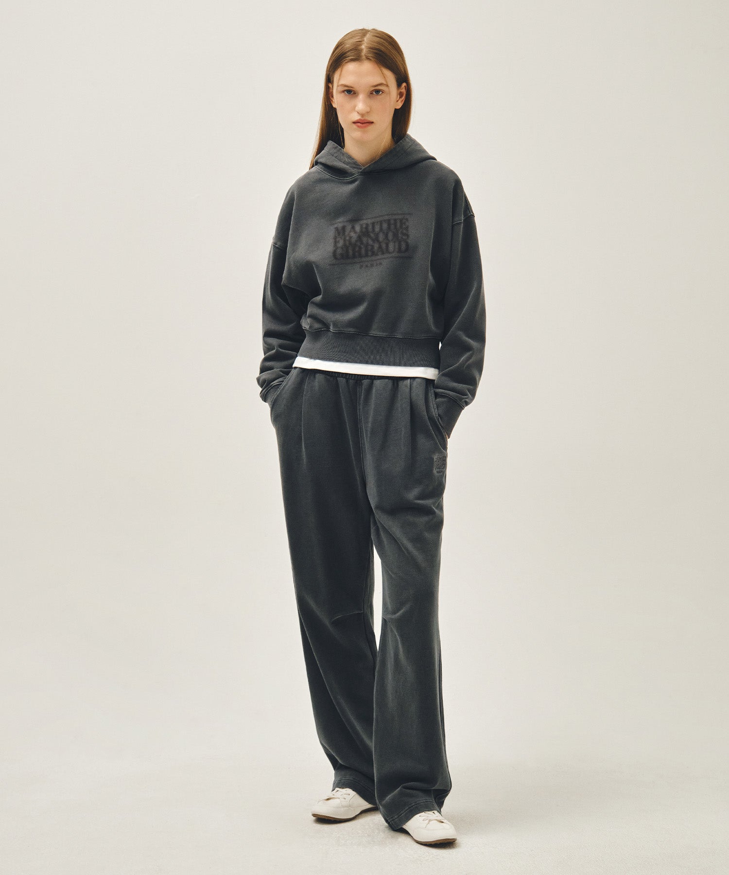 W SHADOW CLASSIC LOGO DYEING CROP HOODIE