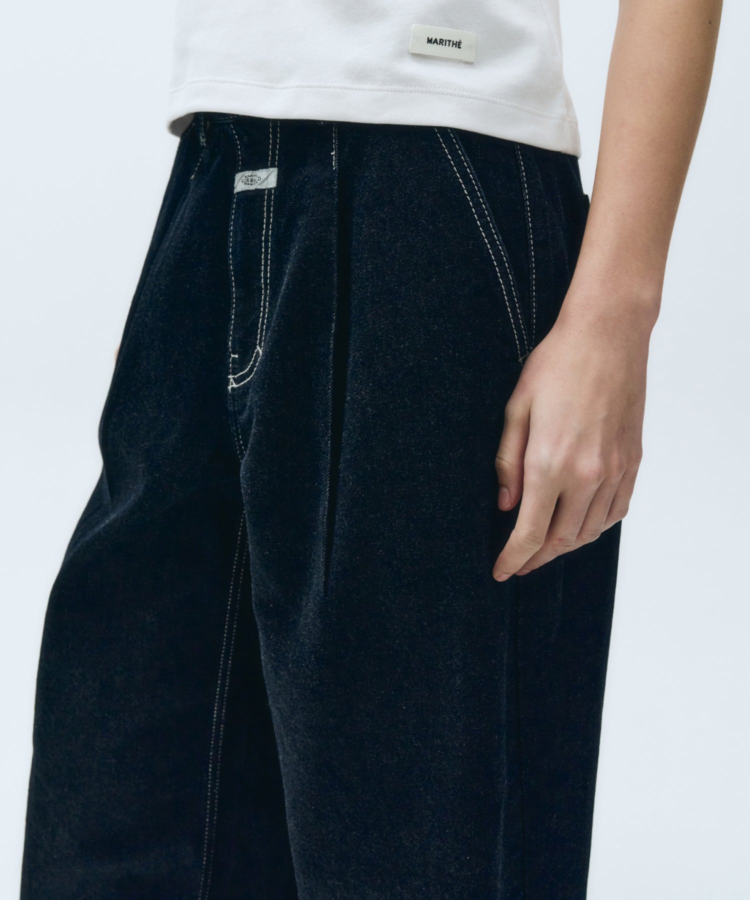 W MID-WAIST FLARED DENIM PANTS