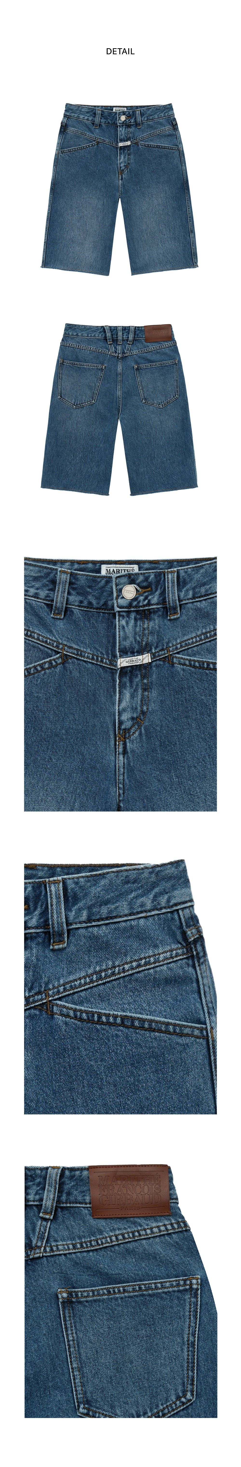 W X-POCKET RAW EDGE HALF DENIM PANTS