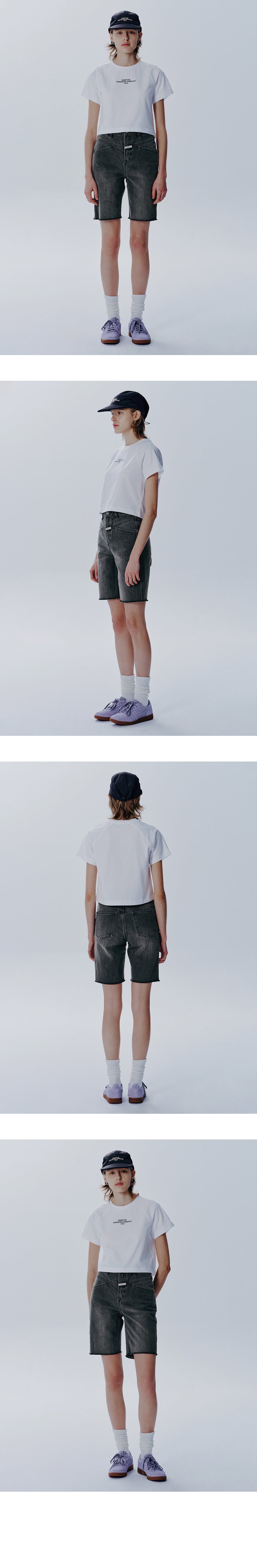 W X-POCKET RAW EDGE HALF DENIM PANTS