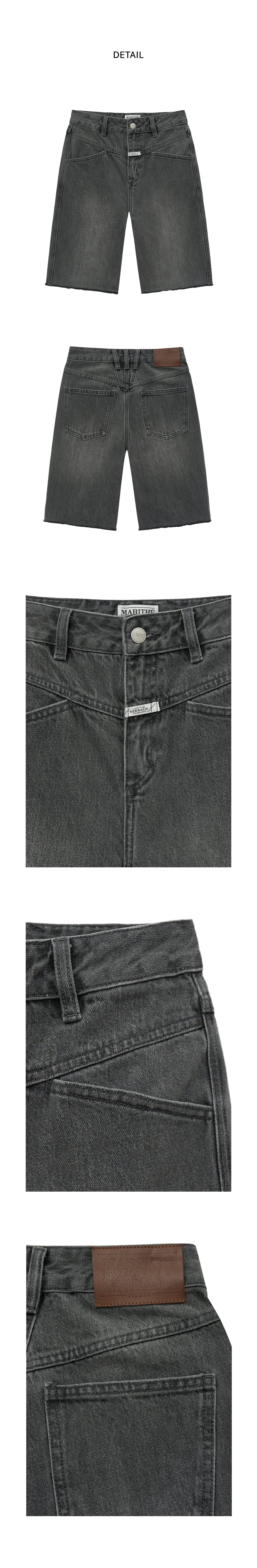 W X-POCKET RAW EDGE HALF DENIM PANTS