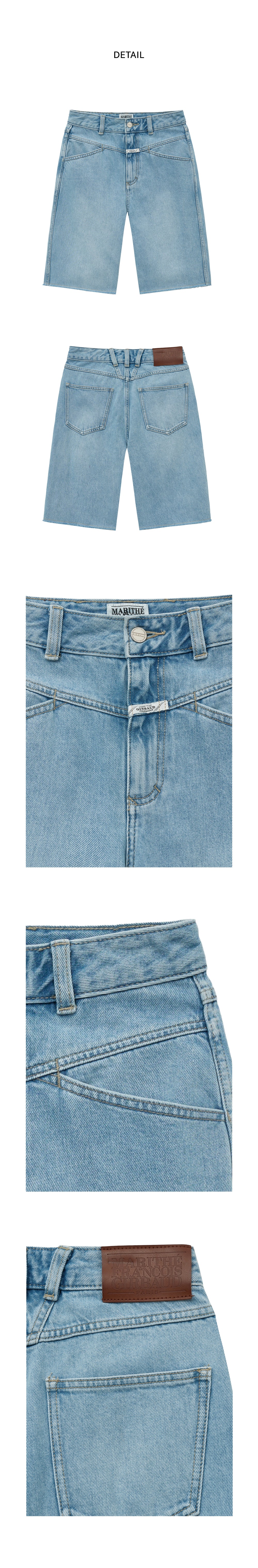 W X-POCKET RAW EDGE HALF DENIM PANTS