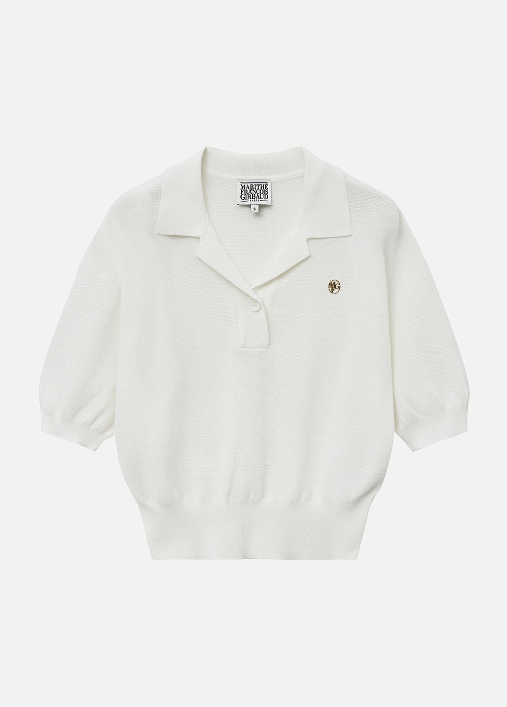 W OPEN COLLAR CROP HALF KNIT