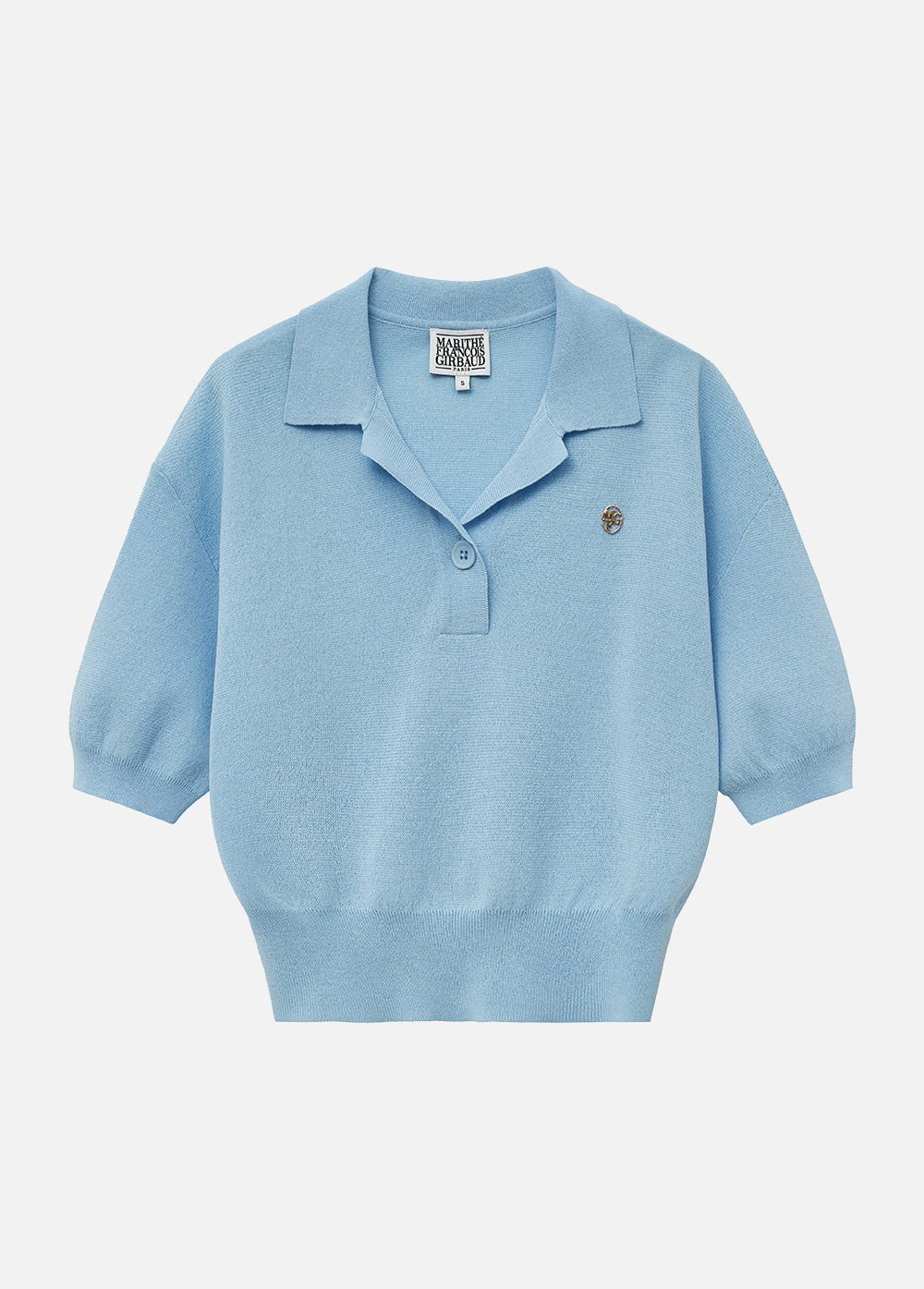 W OPEN COLLAR CROP HALF KNIT