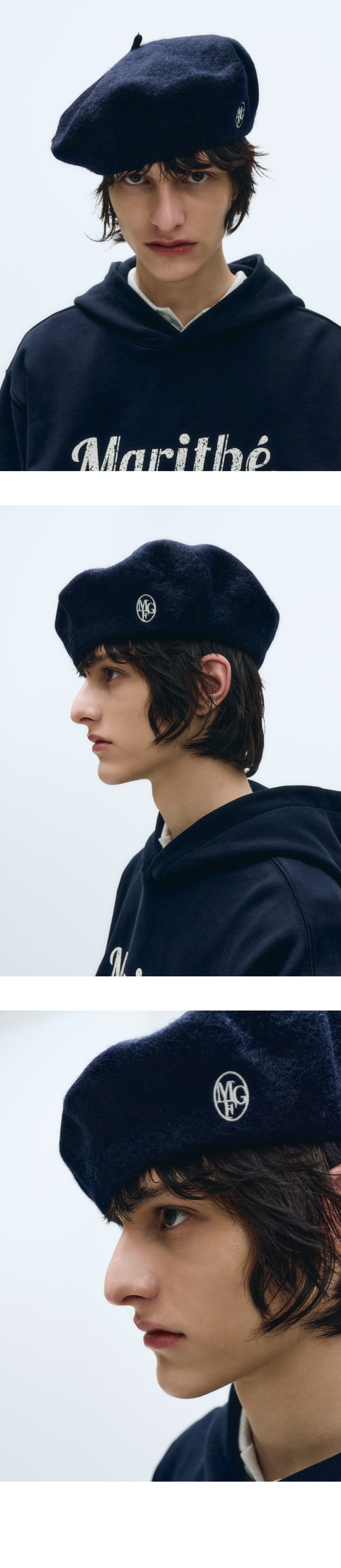 CIRCLE LOGO EMBROIDERY WOOL BERET