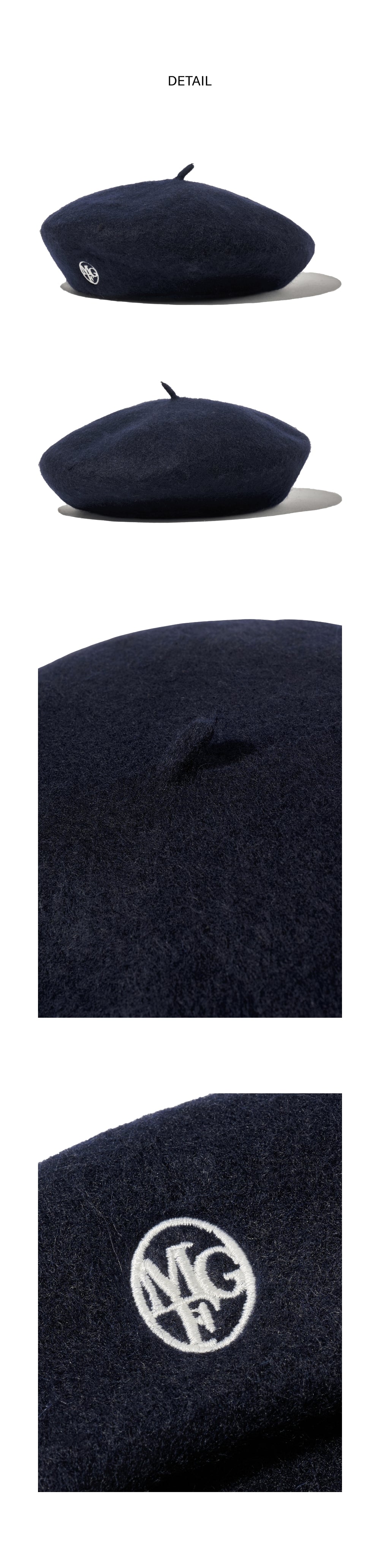 CIRCLE LOGO EMBROIDERY WOOL BERET