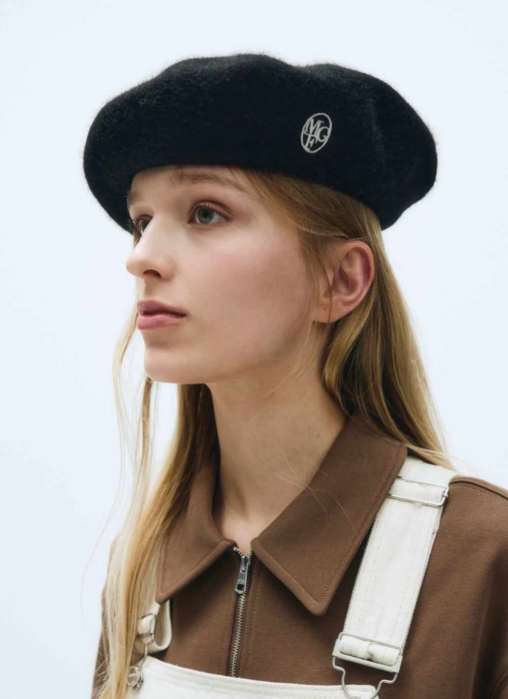 CIRCLE LOGO EMBROIDERY WOOL BERET