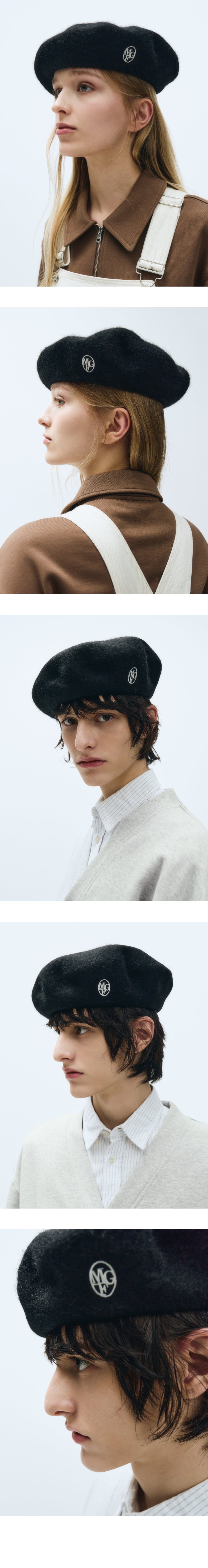 CIRCLE LOGO EMBROIDERY WOOL BERET
