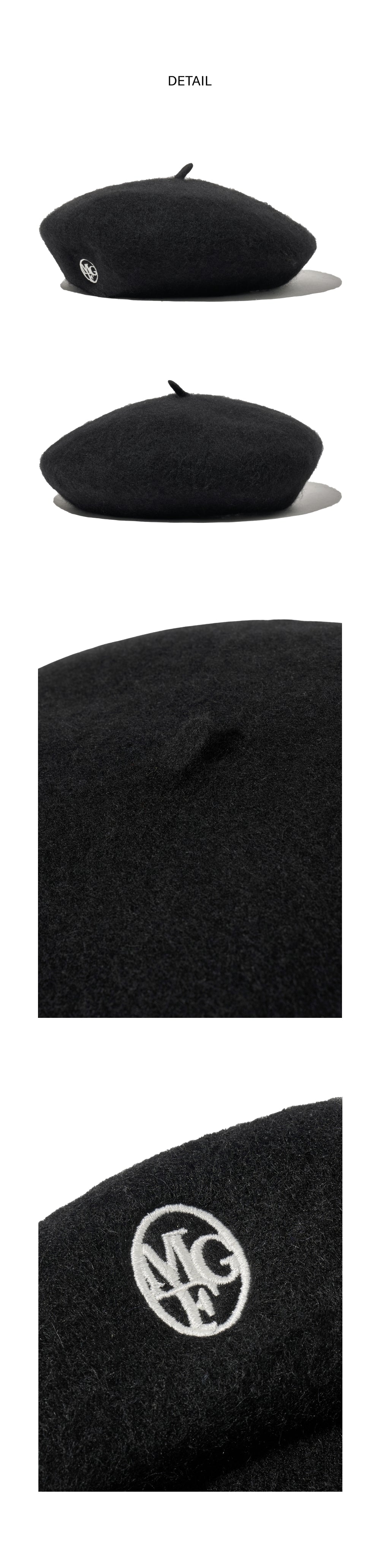 CIRCLE LOGO EMBROIDERY WOOL BERET