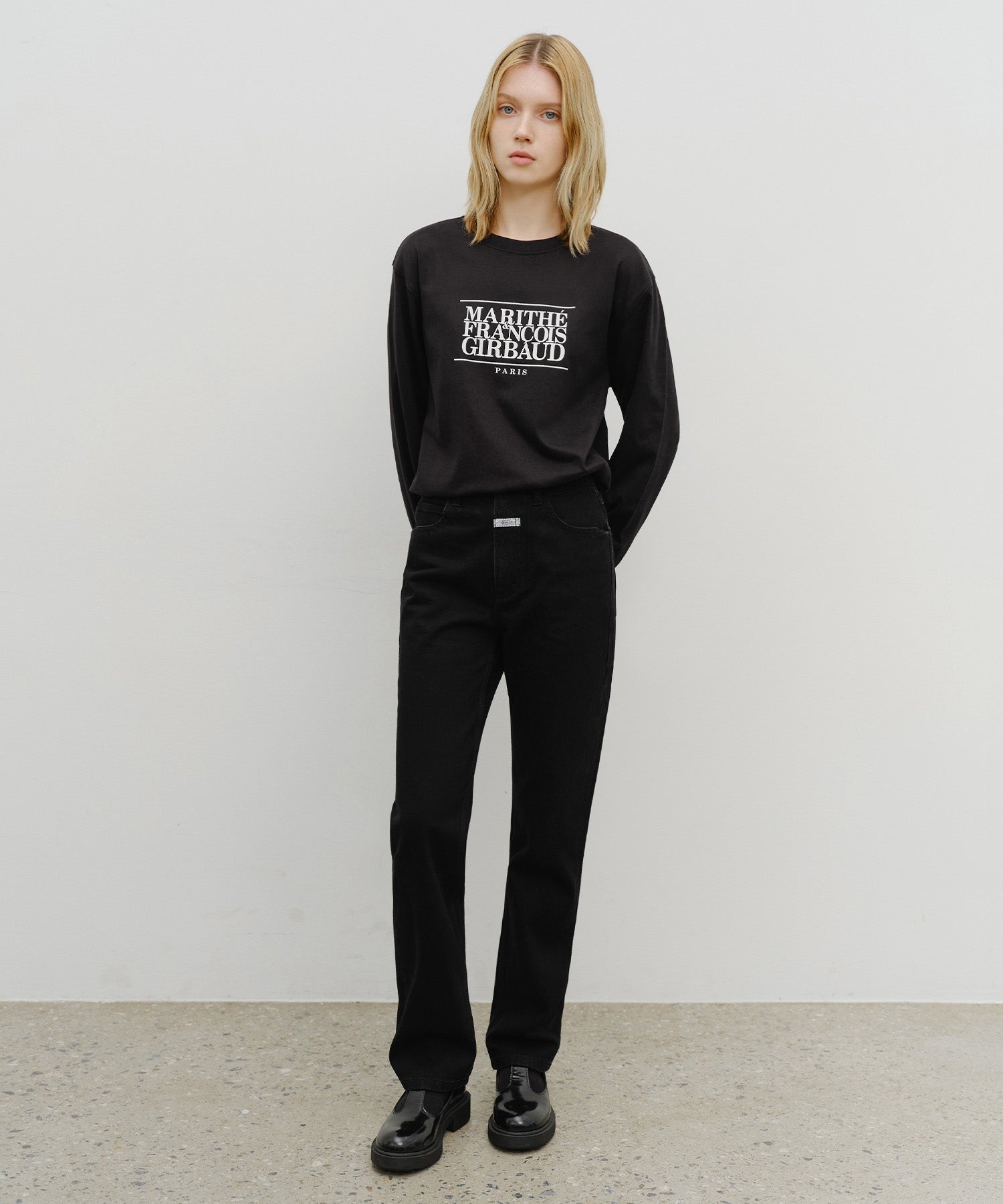 W SLIM STRAIGHT DENIM PANTS