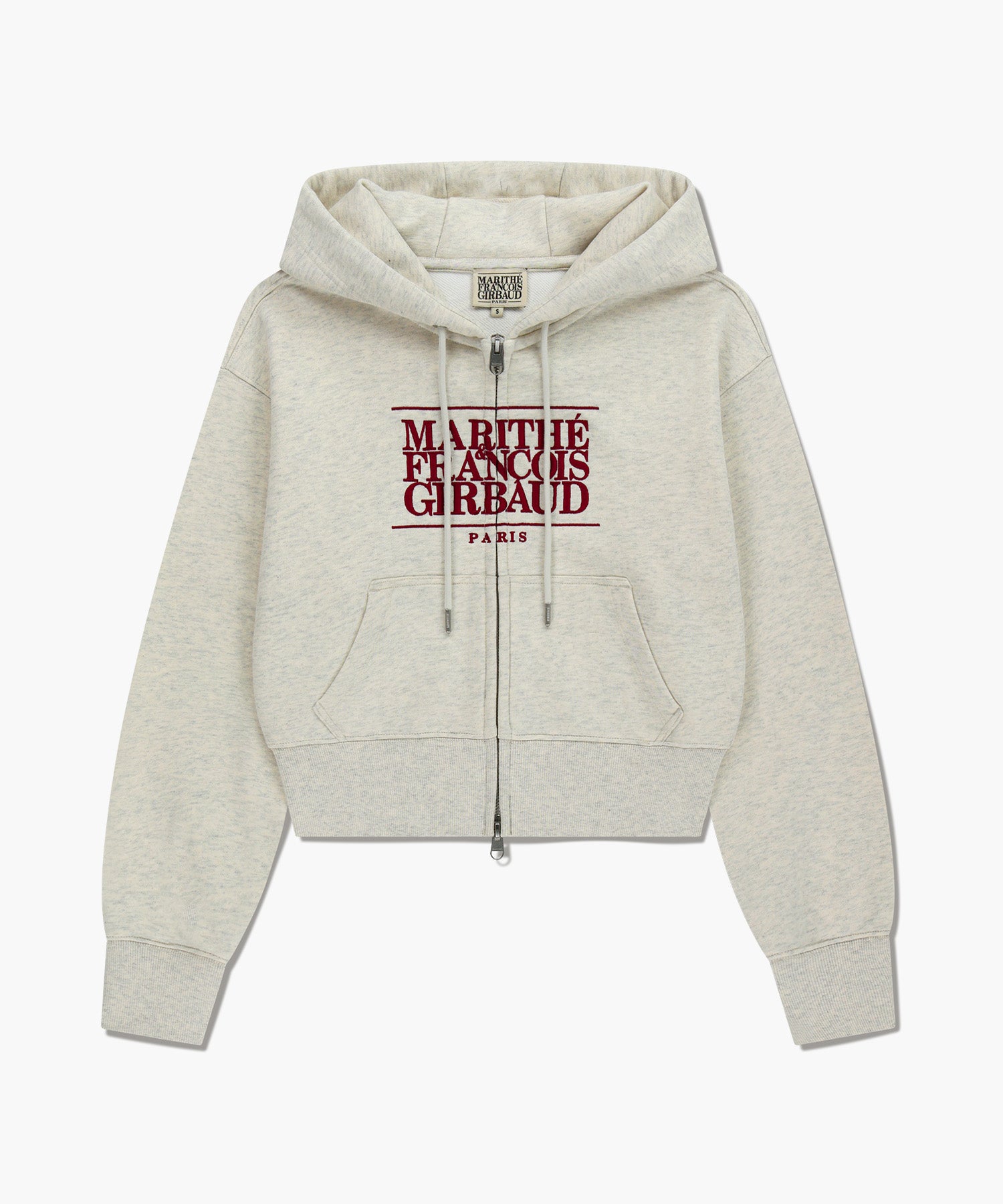 W EMBROIDERY CLASSIC LOGO CROP HOODIE ZIPUP