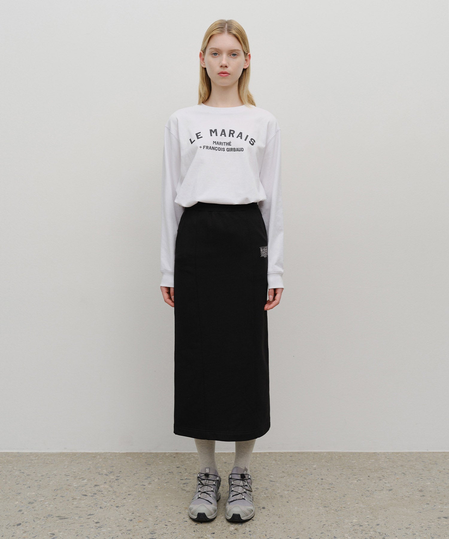 W EMBROIDERY CLASSIC LOGO SWEAT SKIRT