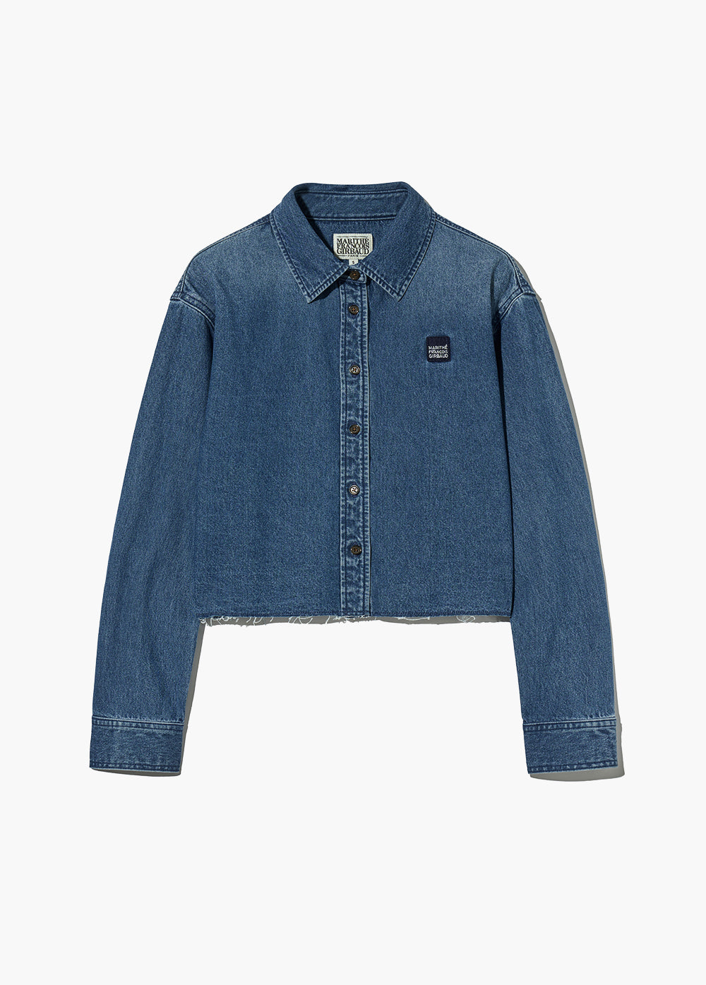 W HERITAGE LETTERING LOGO DENIM CROP SHIRT