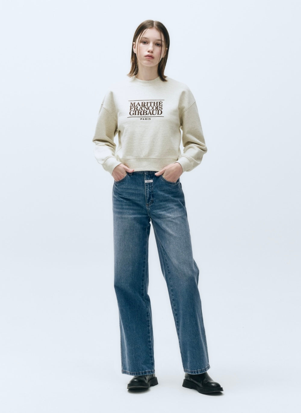 W CLASSIC LOGO CROP SWEATSHIRT