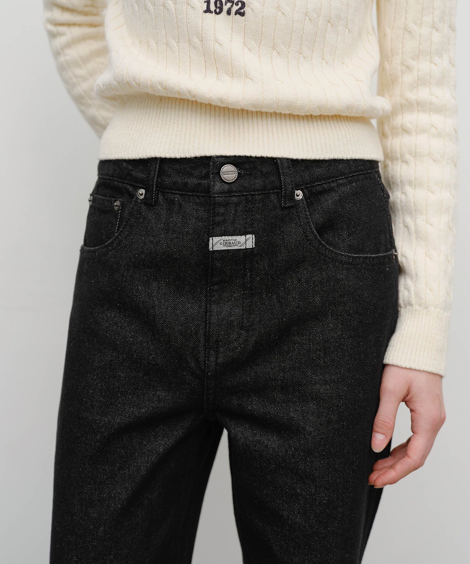 W STRAIGHT FIT RAW DENIM PANTS