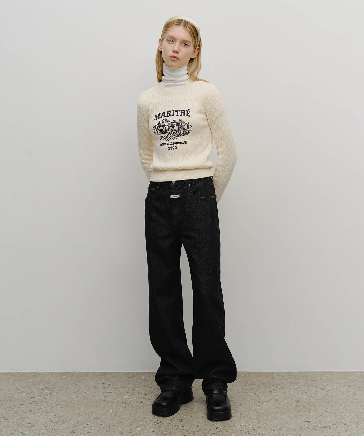 W STRAIGHT FIT RAW DENIM PANTS
