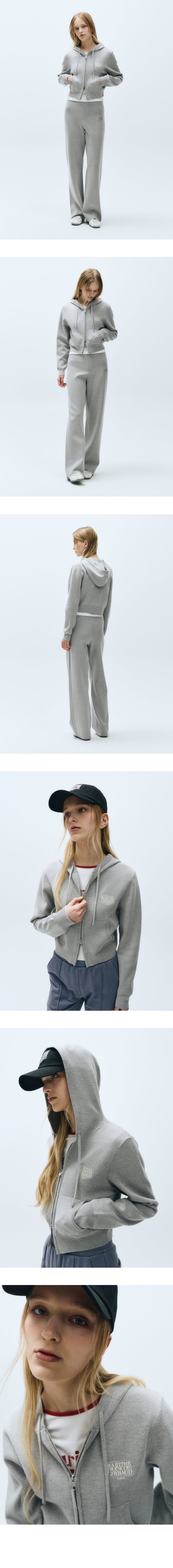 W CLASSIC LOGO CROP KNIT HOODIE ZIPUP