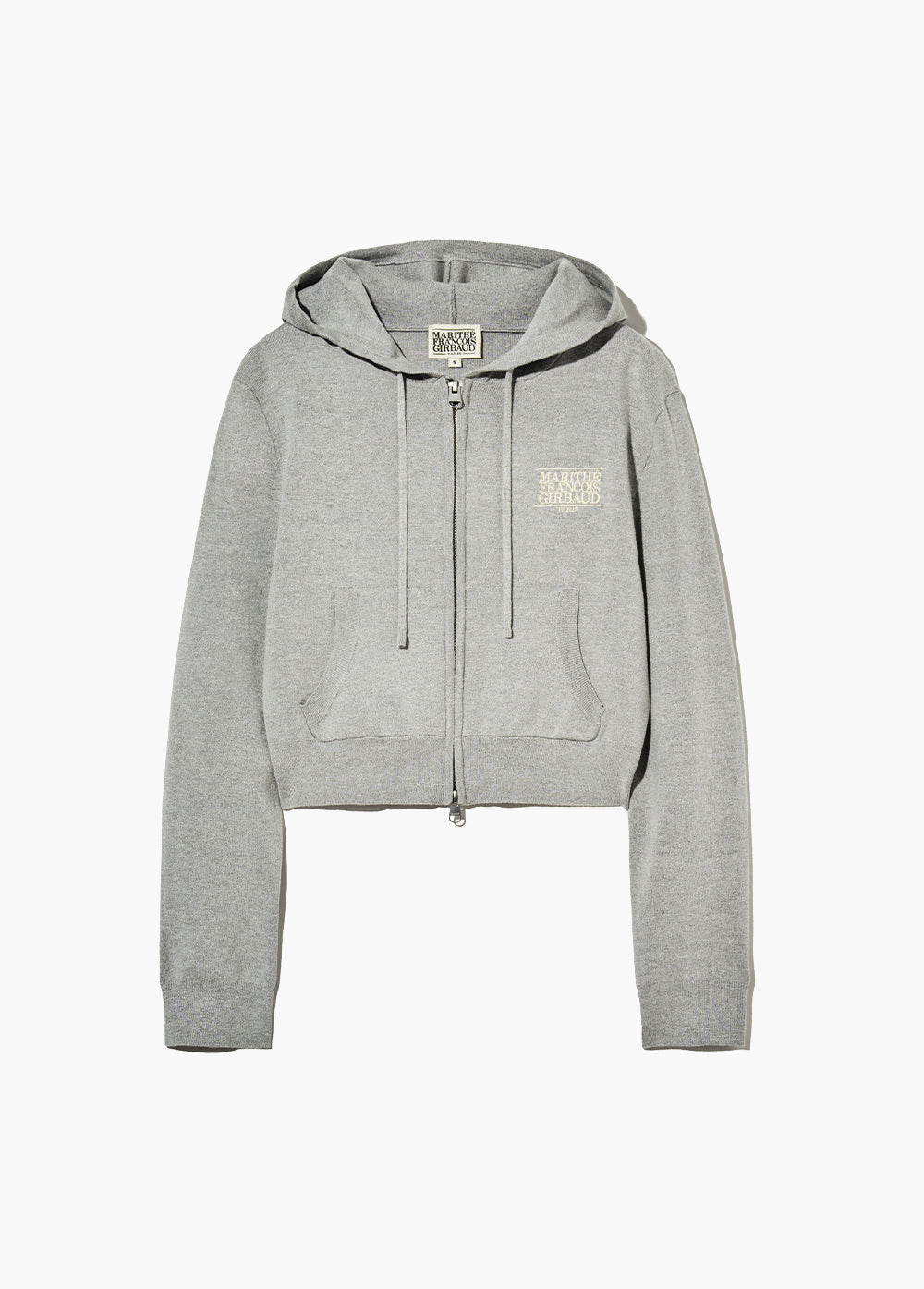 W CLASSIC LOGO CROP KNIT HOODIE ZIPUP