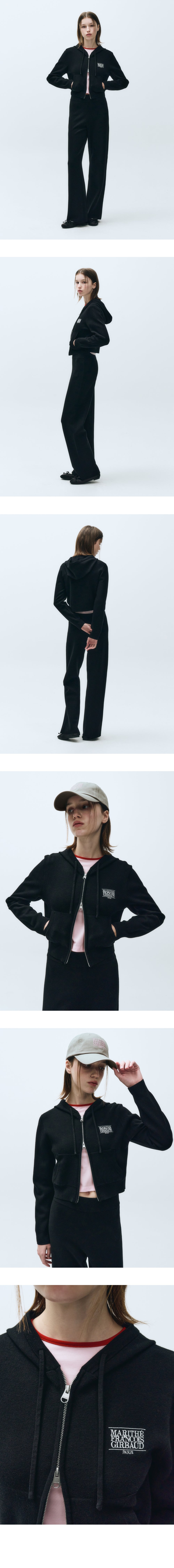 W CLASSIC LOGO CROP KNIT HOODIE ZIPUP