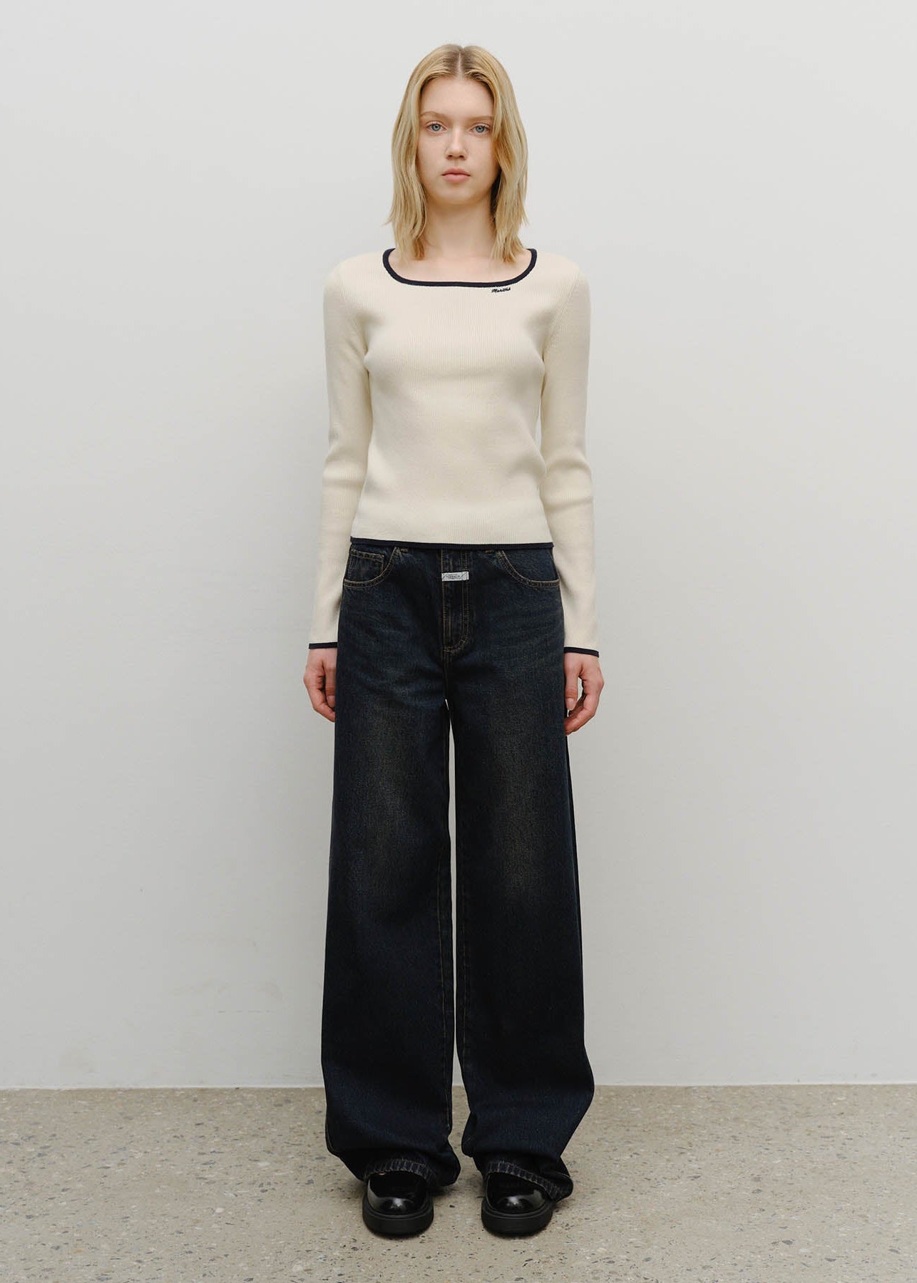 W VINTAGE WASHED DENIM PANTS