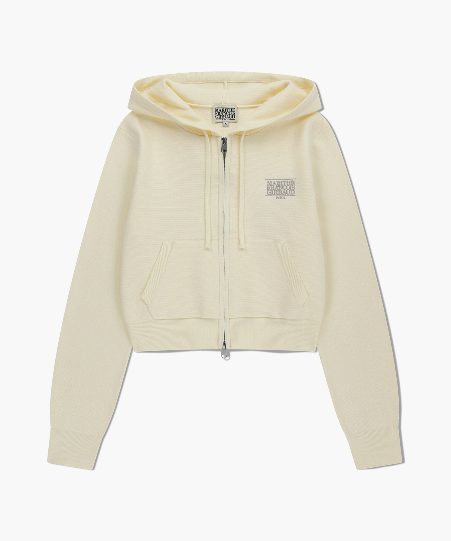 W CLASSIC LOGO CROP KNIT HOODIE ZIPUP