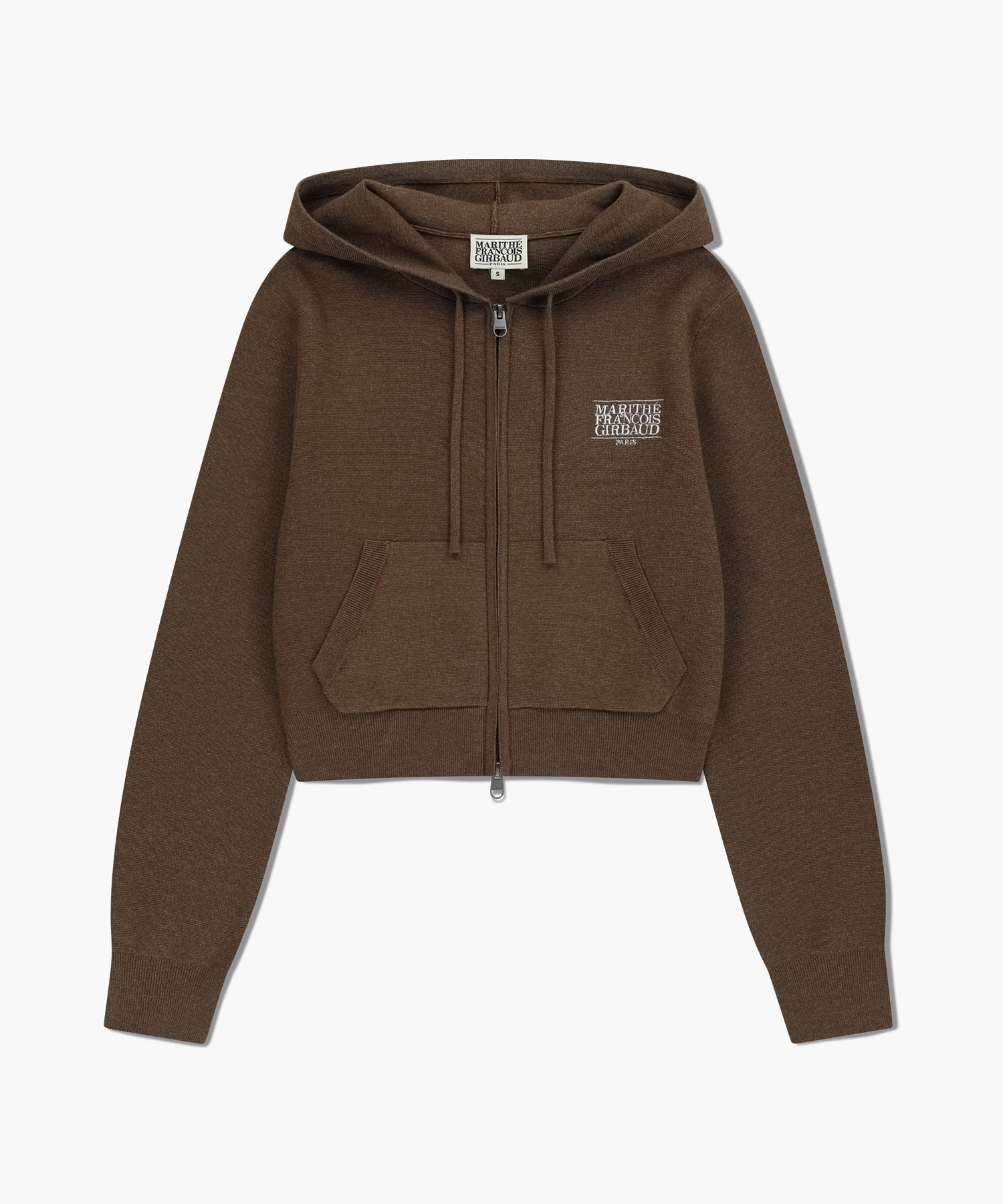 W CLASSIC LOGO CROP KNIT HOODIE ZIPUP
