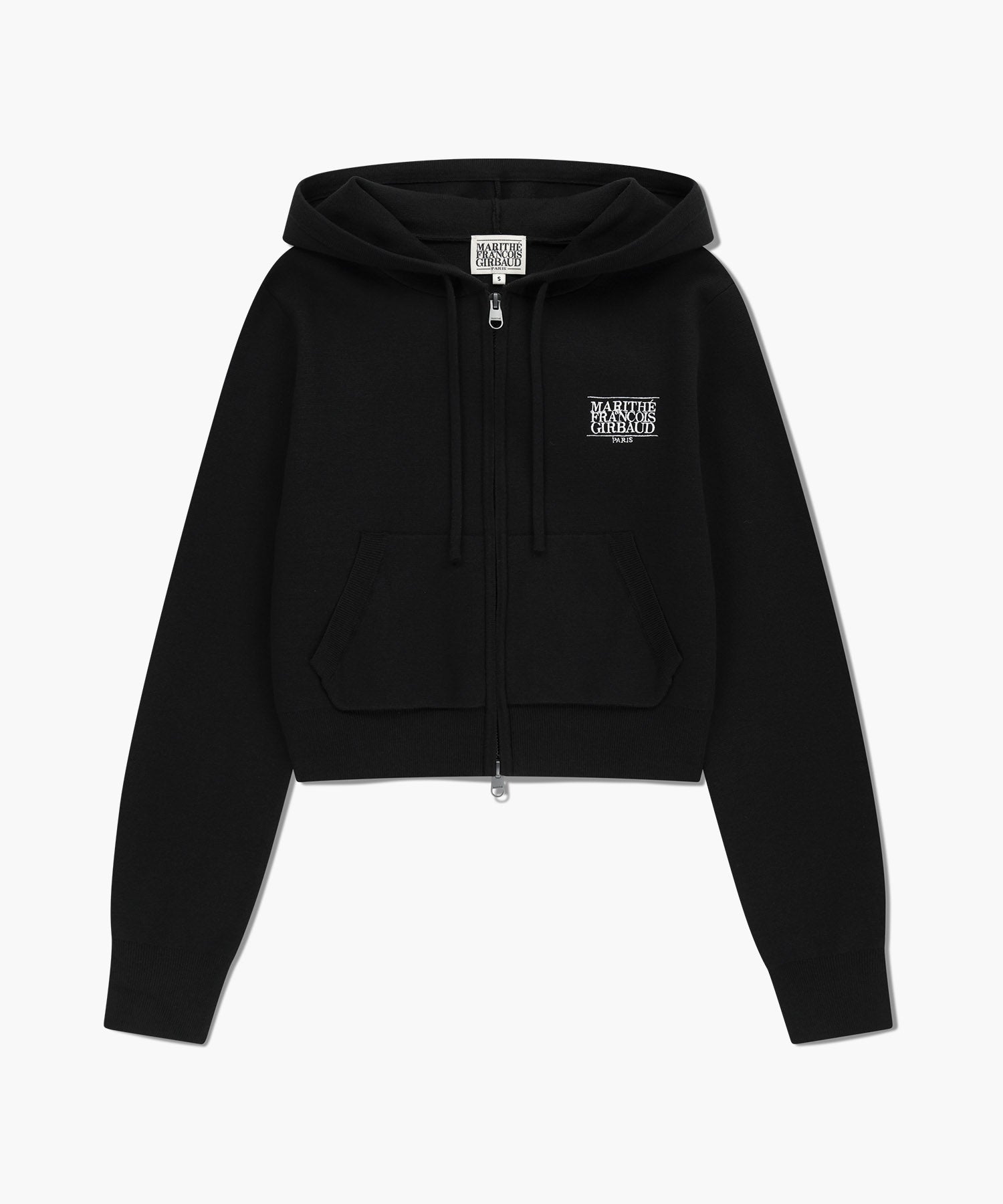 W CLASSIC LOGO CROP KNIT HOODIE ZIPUP