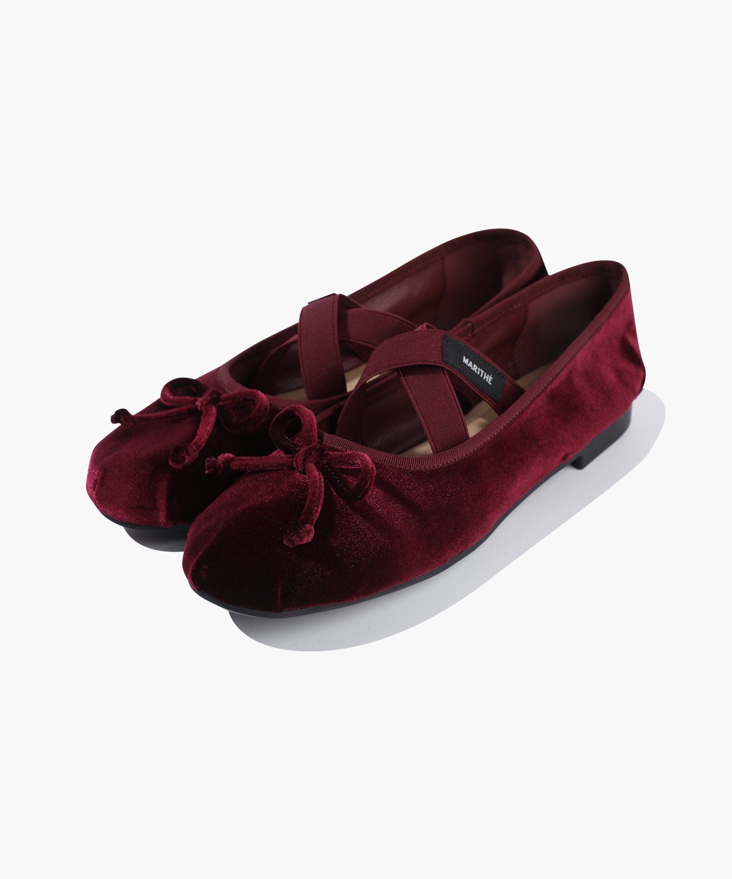 W CROSS BANDING VELVET FLAT SHOES