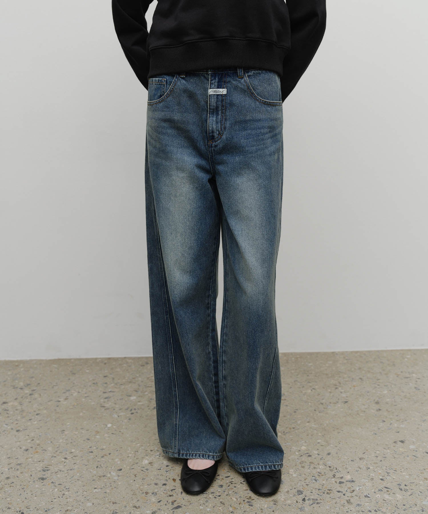 W VINTAGE WASHED DENIM PANTS