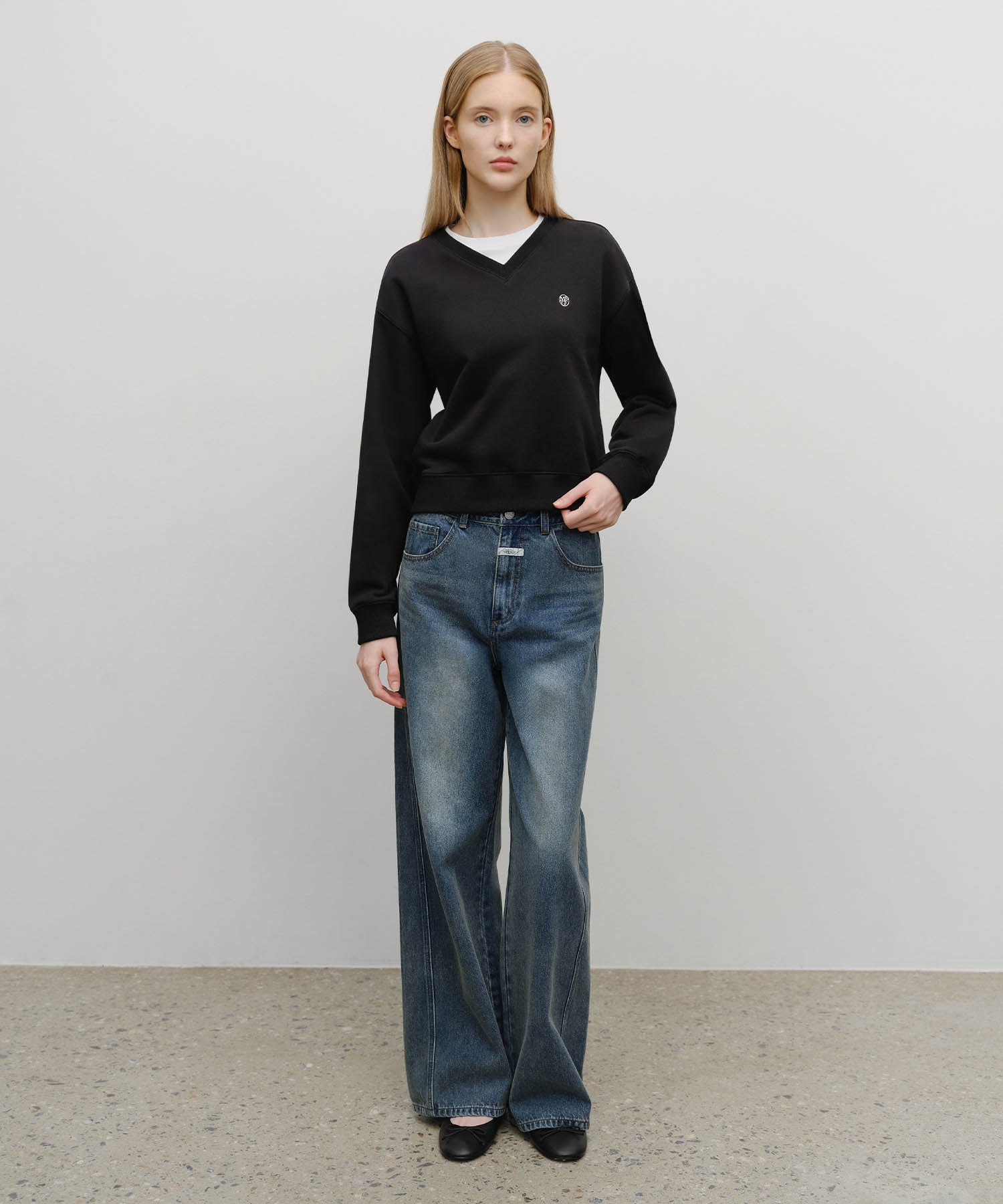 W VINTAGE WASHED DENIM PANTS