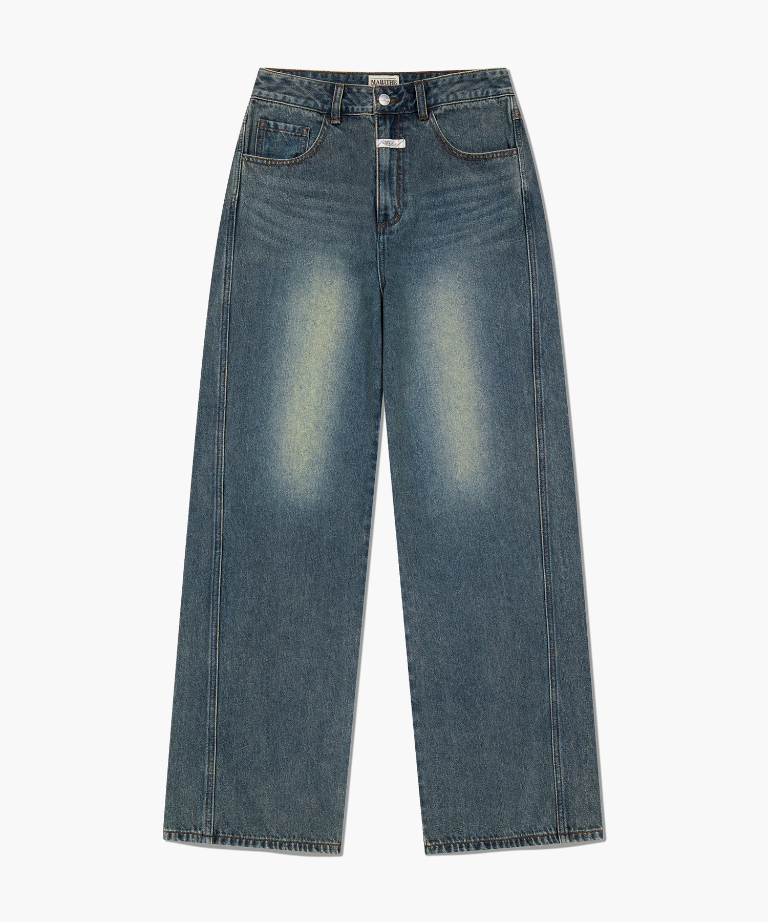 W VINTAGE WASHED DENIM PANTS