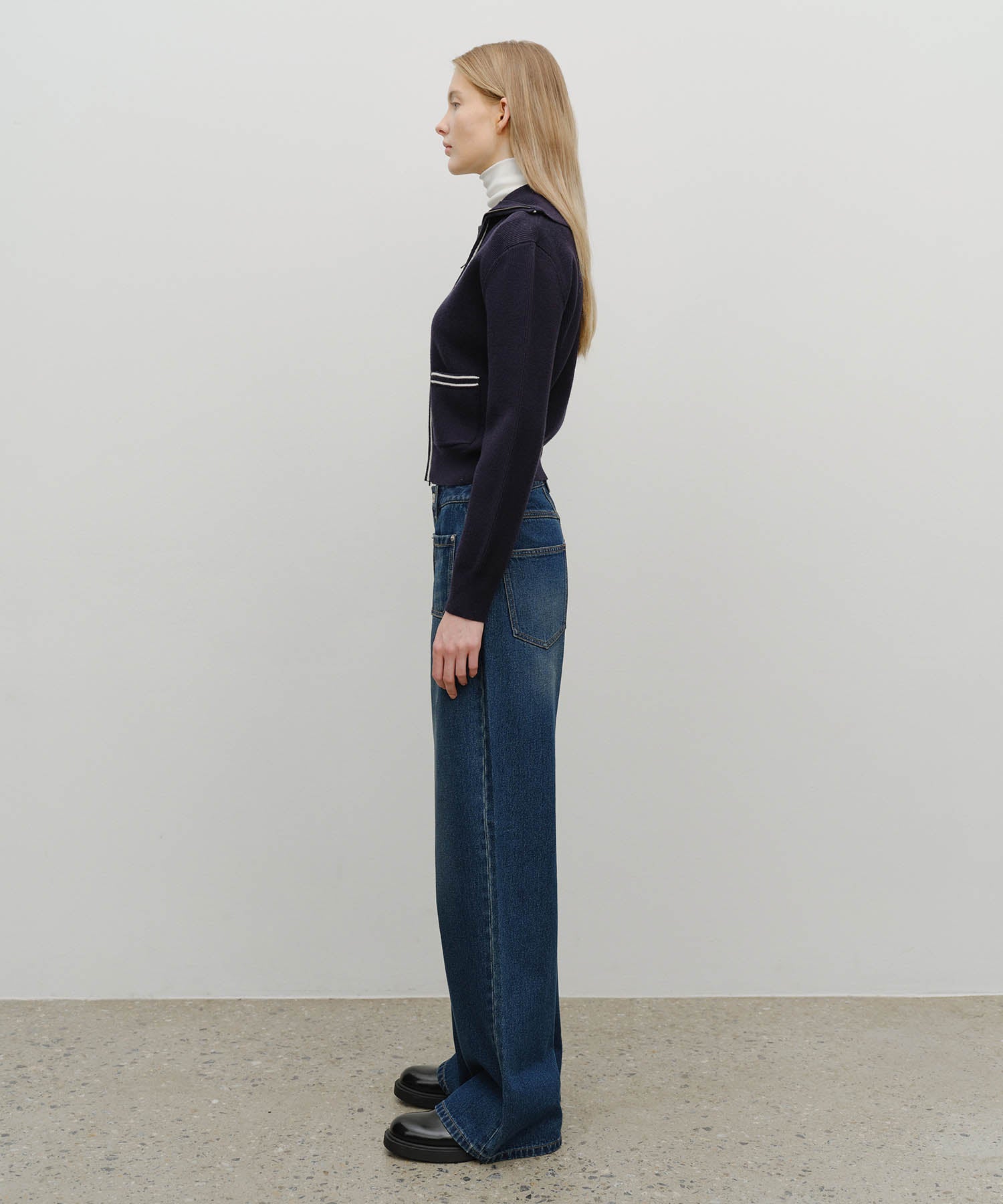 W SEMI-WIDE DENIM PANTS