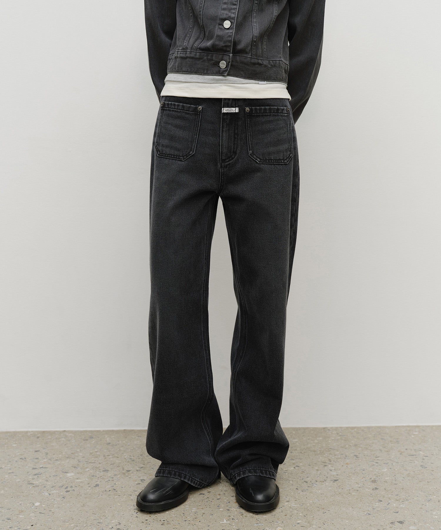 W SEMI-WIDE DENIM PANTS