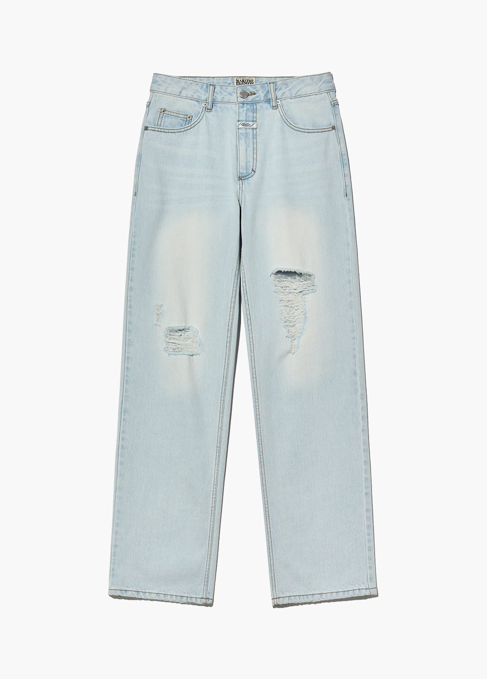 W DAMAGED WASHED DENIM PANTS