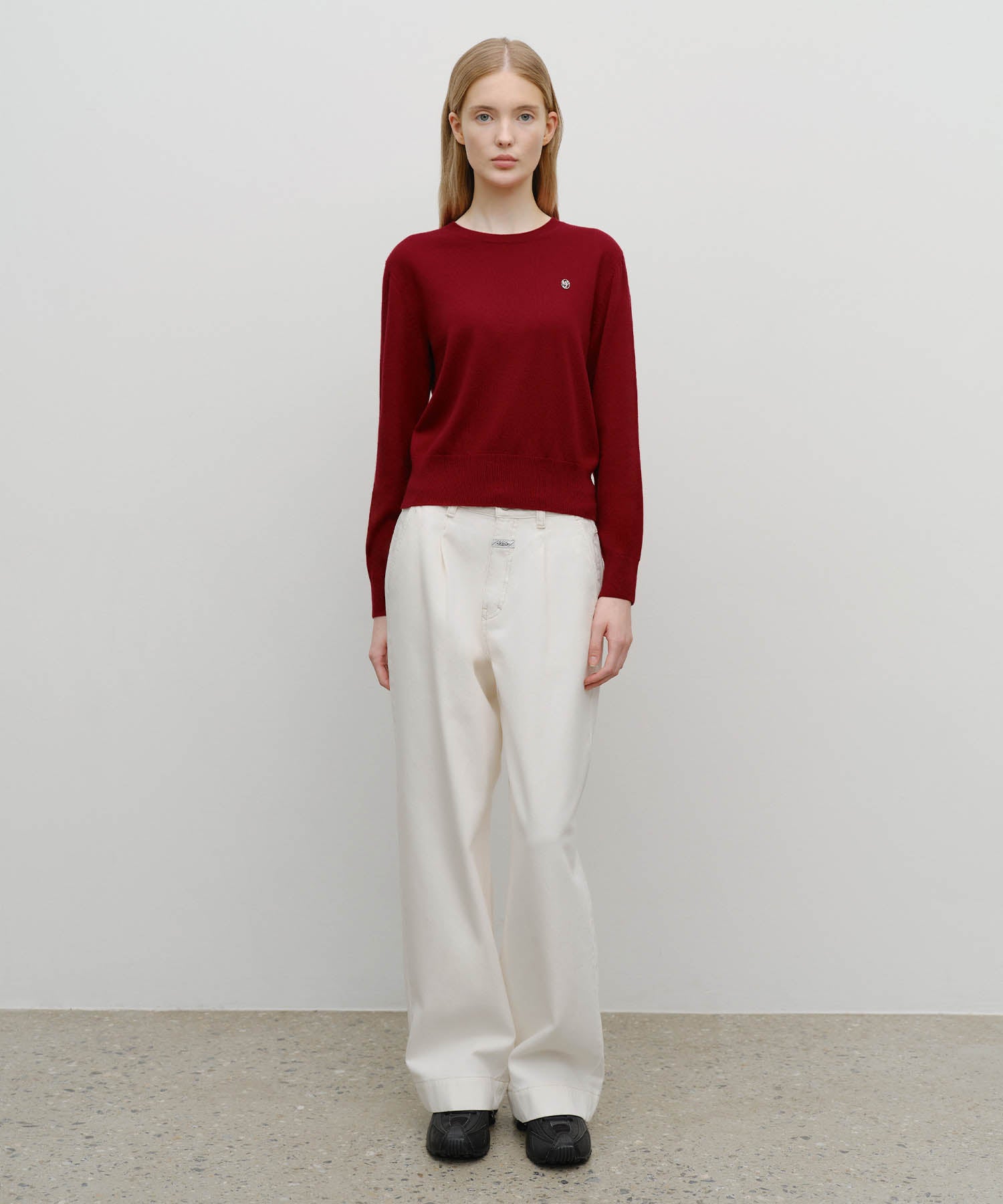 W BASIC CROP KNIT PULLOVER