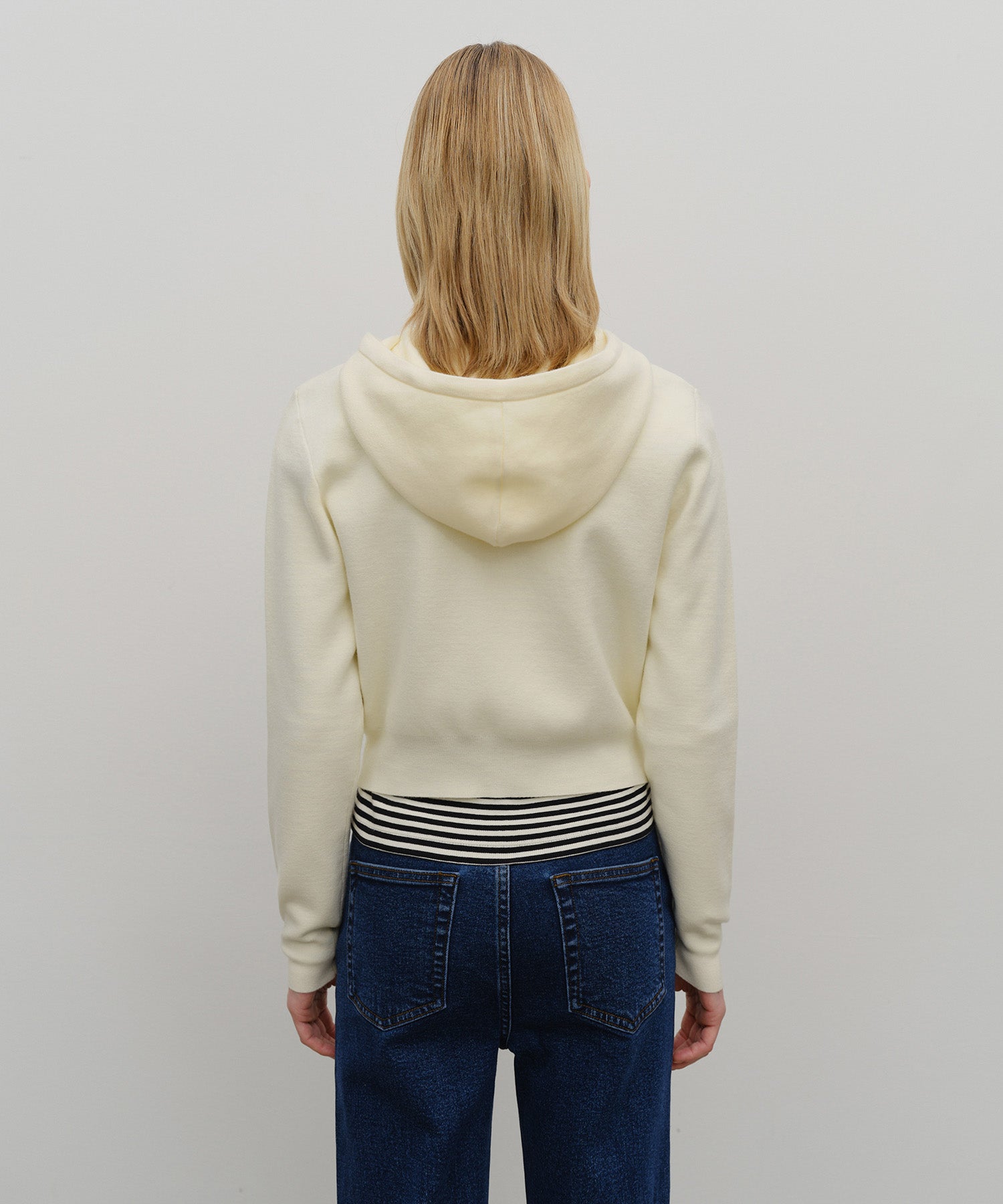W CLASSIC LOGO CROP KNIT HOODIE ZIPUP