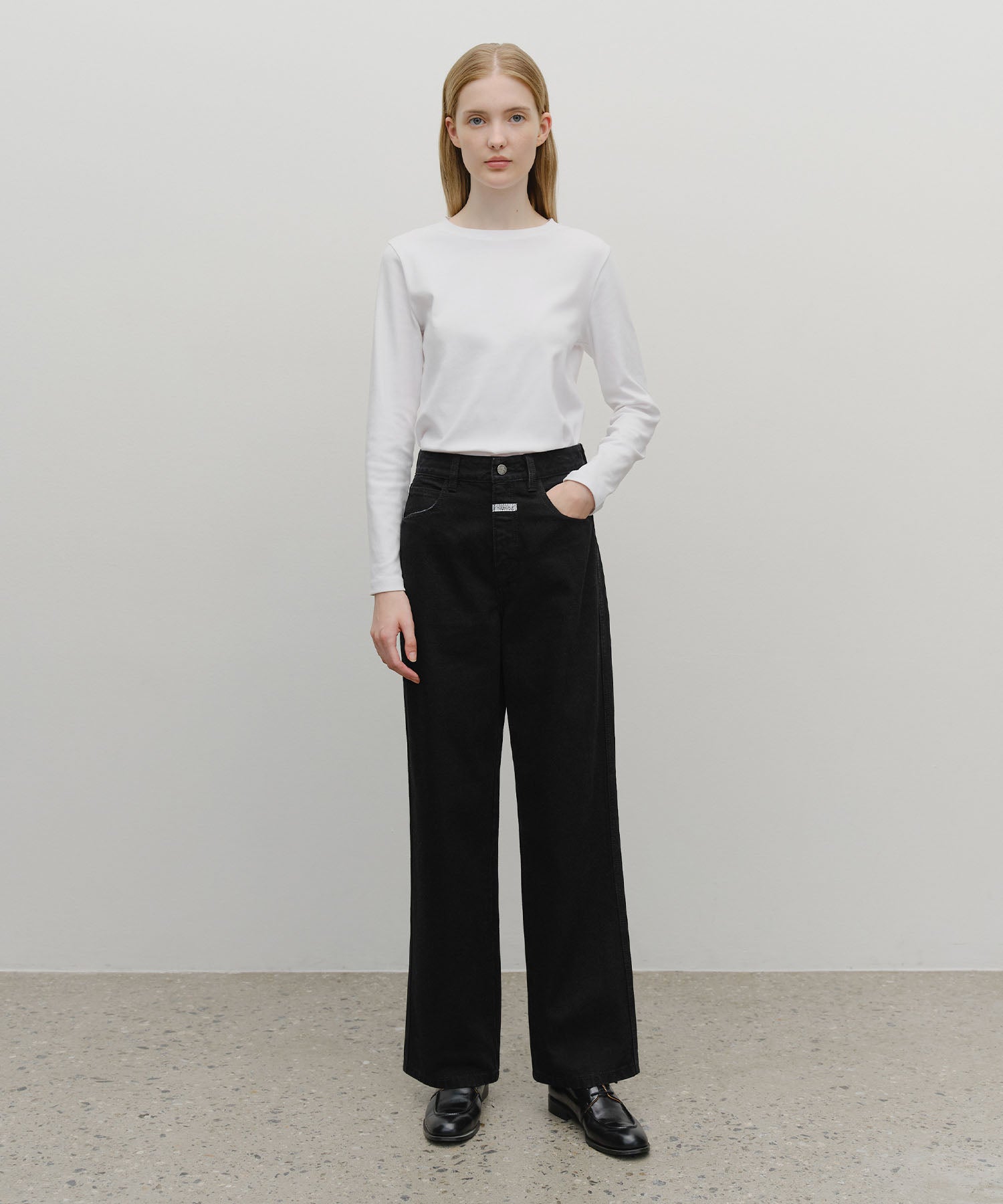 W HIGH STRAIGHT DENIM PANTS