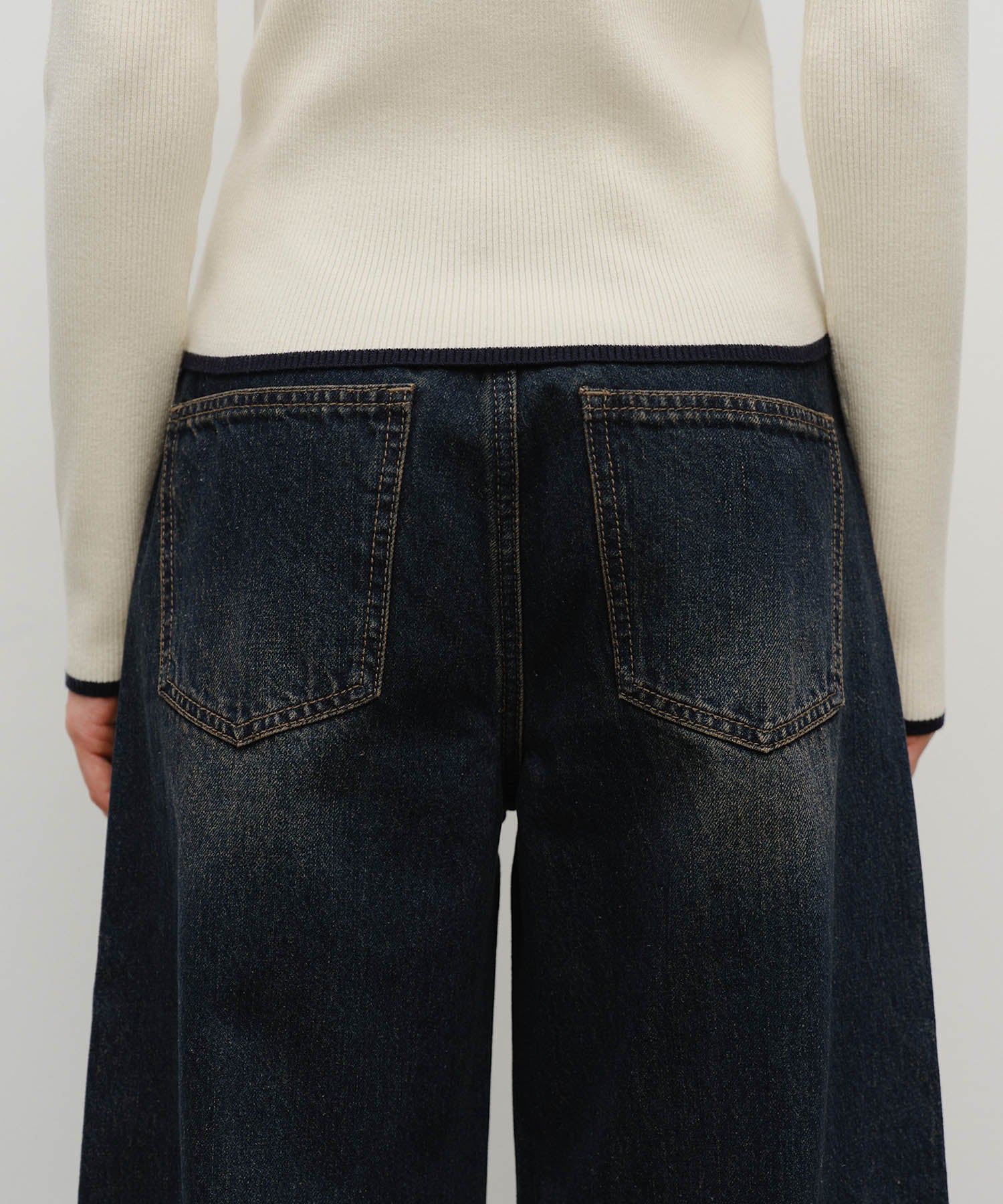 W VINTAGE WASHED DENIM PANTS