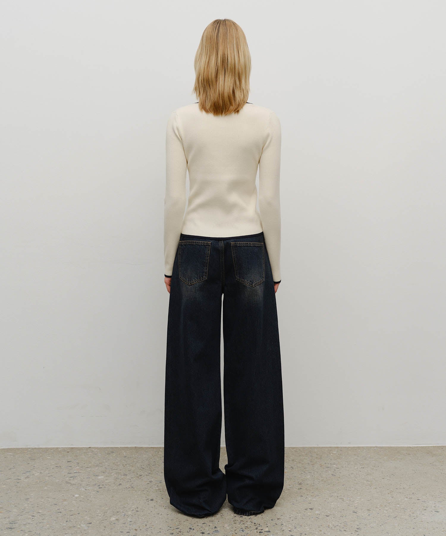W VINTAGE WASHED DENIM PANTS