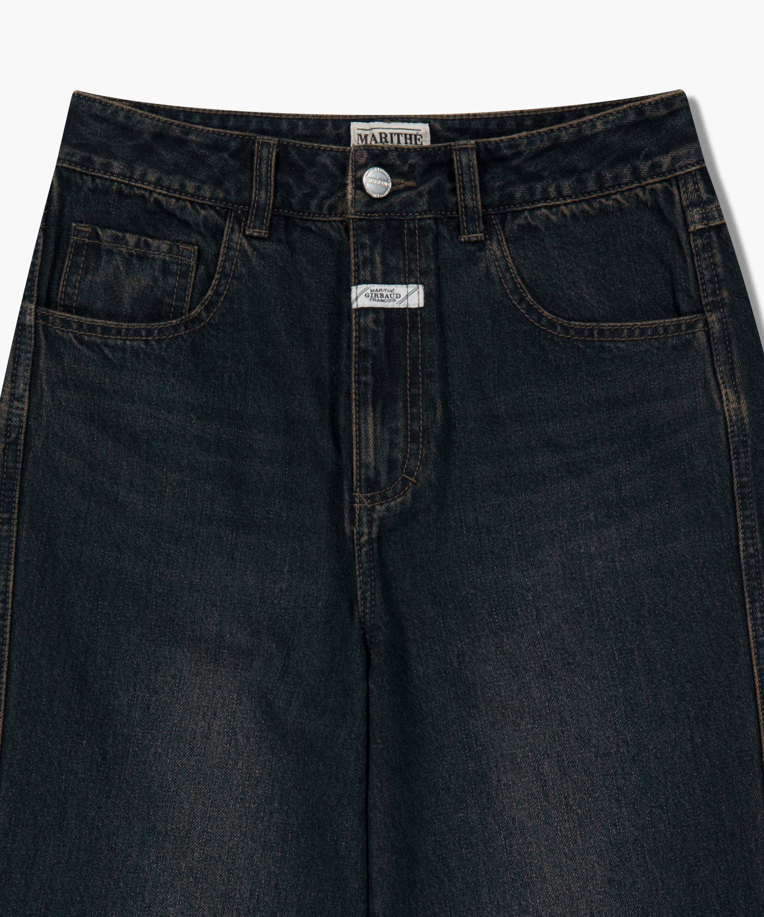 W VINTAGE WASHED DENIM PANTS