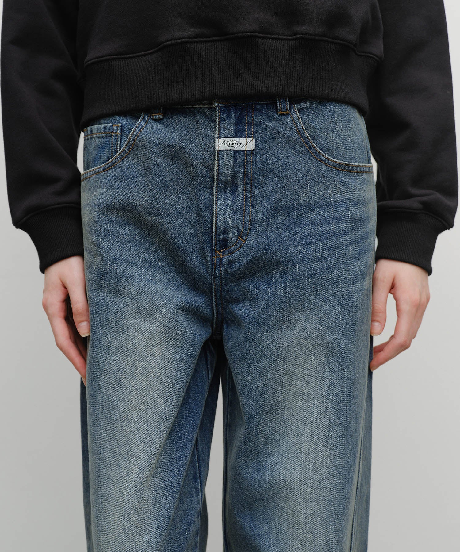 W VINTAGE WASHED DENIM PANTS
